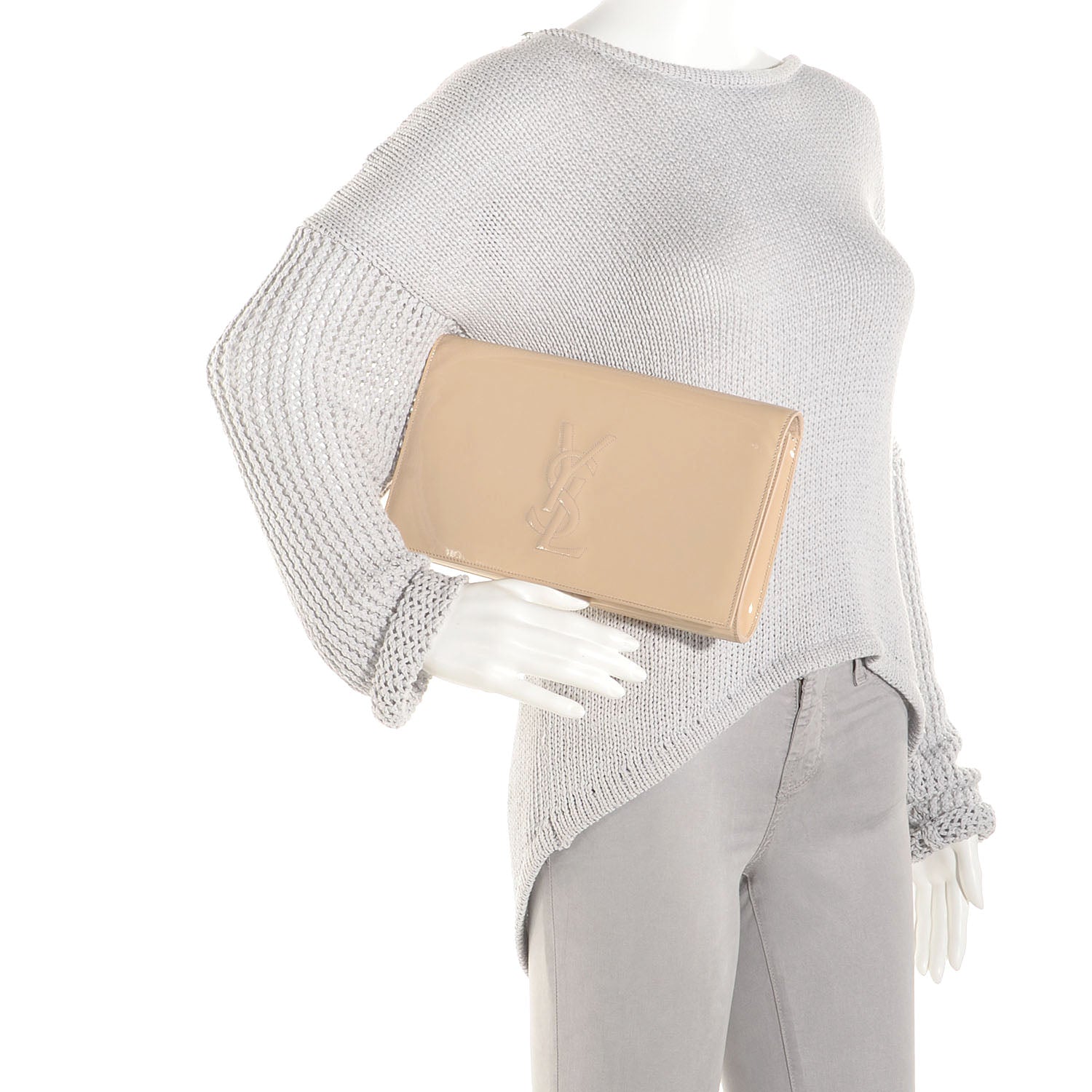 Saint Laurent Patent Belle de Jour Large Clutch Nude 2 of 7