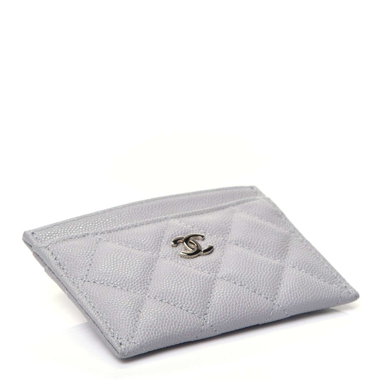 Caviar Quilted Card Holder Grey