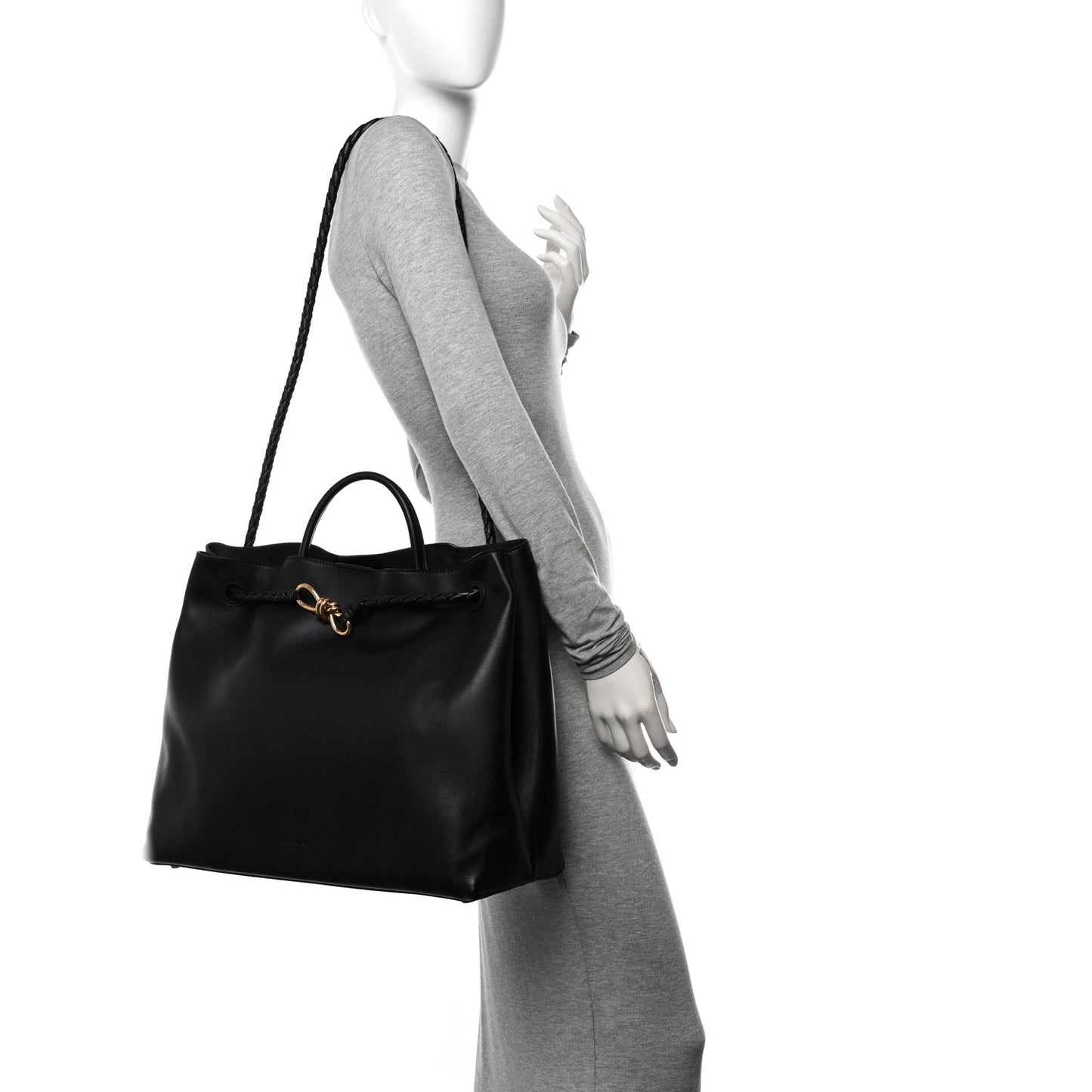 Silky Calfskin Large Andiamo Shoulder Bag Black