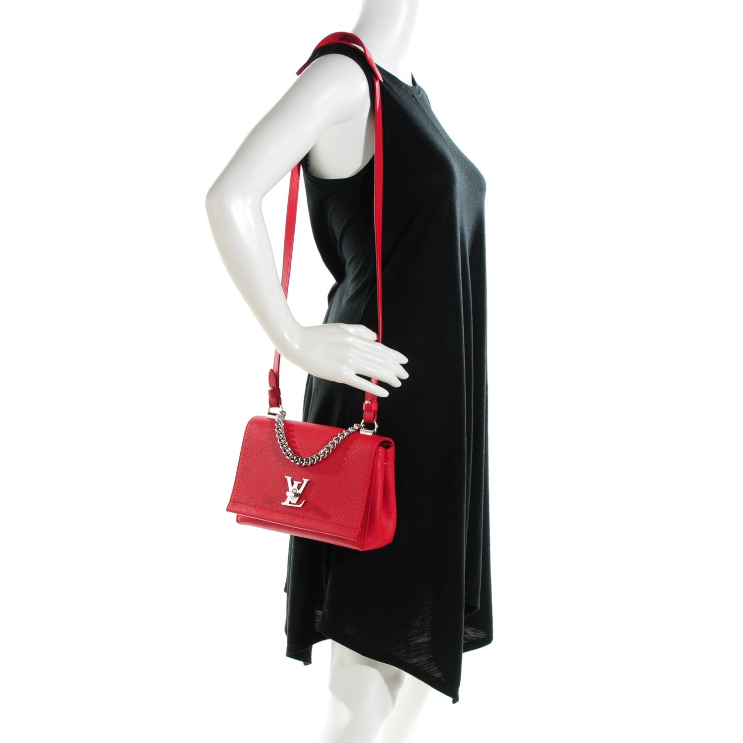 Louis Vuitton Calfskin Lockme II Chain Bag BB Rubis 2 of 7
