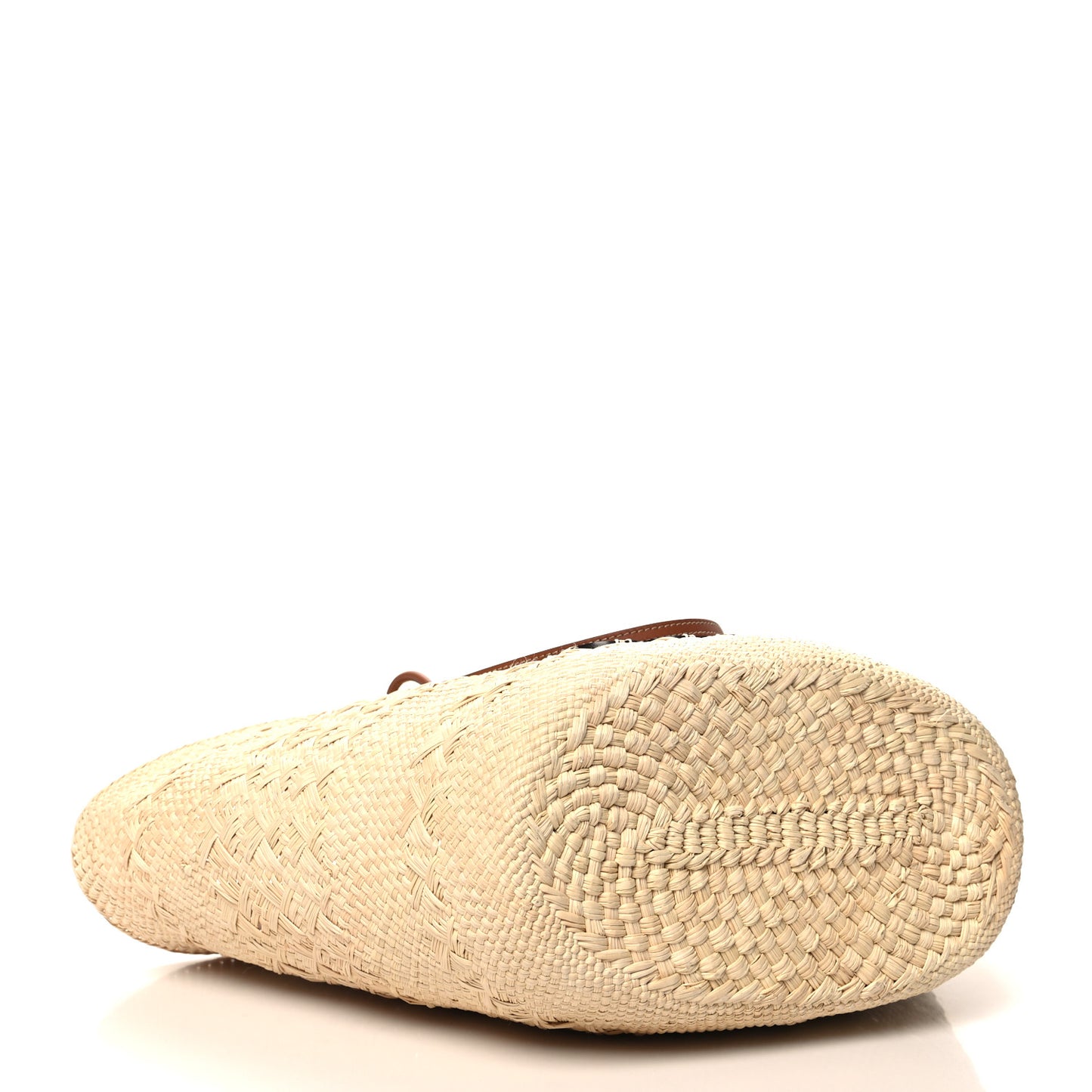 Iraca Palm Calfskin Medium Anagram Basket Bag Natural Tan