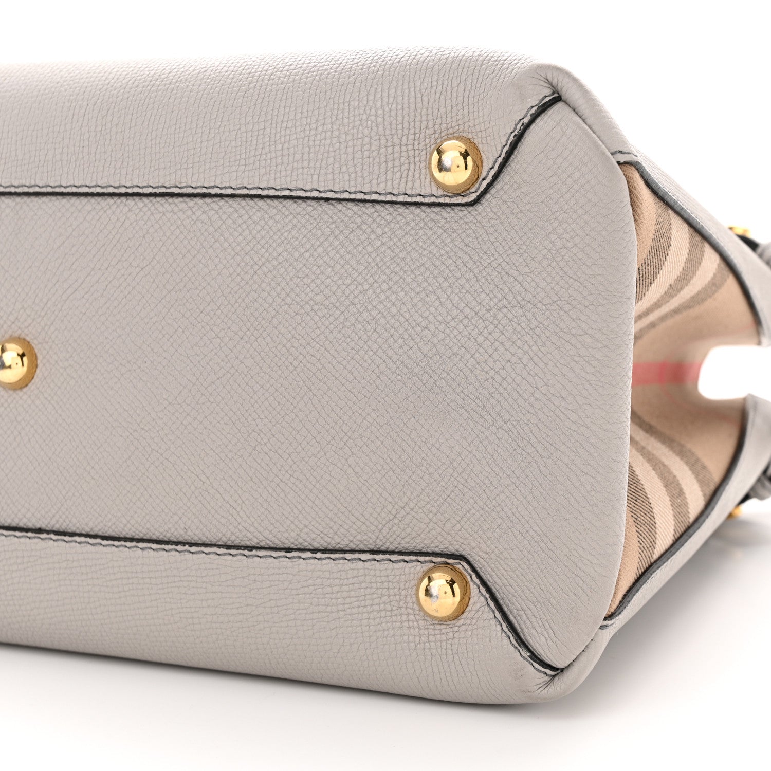 Burberry Derby Calfskin House Check Medium Banner Tote Pale Grey 10 of 12