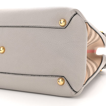 Burberry Derby Calfskin House Check Medium Banner Tote Pale Grey 10 of 12