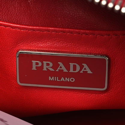 Prada Soft Calfskin Studded Zip Clutch Fuoco 6 of 9