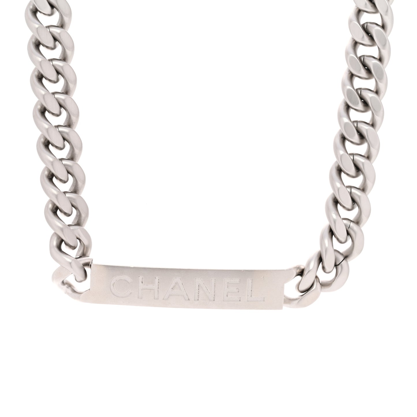 Oversized Chain Logo Short Necklace Silver