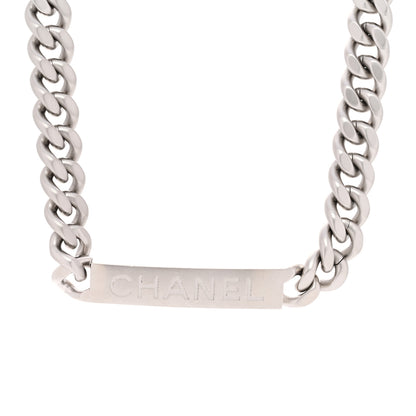 Chanel Oversized Chain Logo Short Necklace Silver 4 of 5