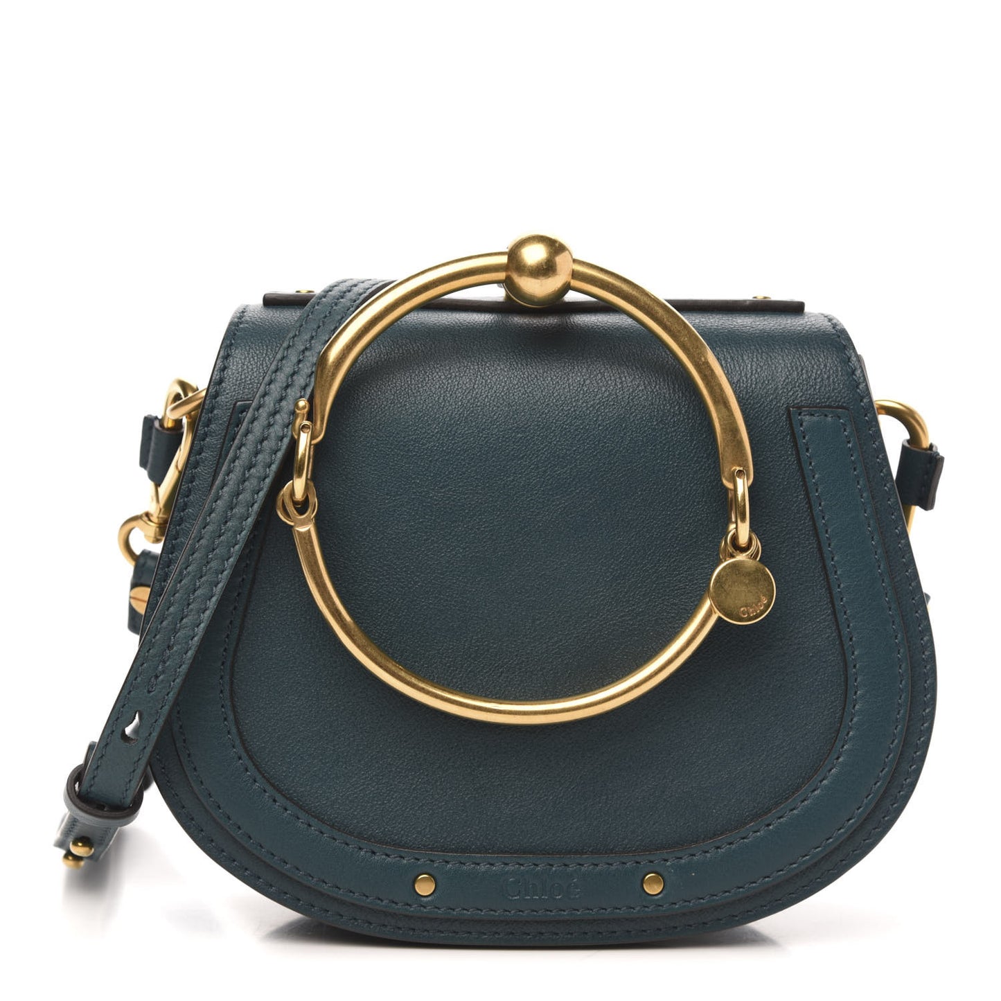 Calfskin Suede Small Nile Bracelet Bag Teal