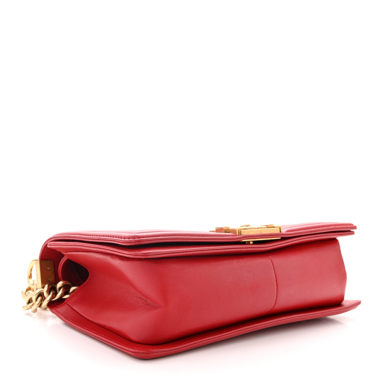 Lambskin Quilted Medium Boy Flap Red