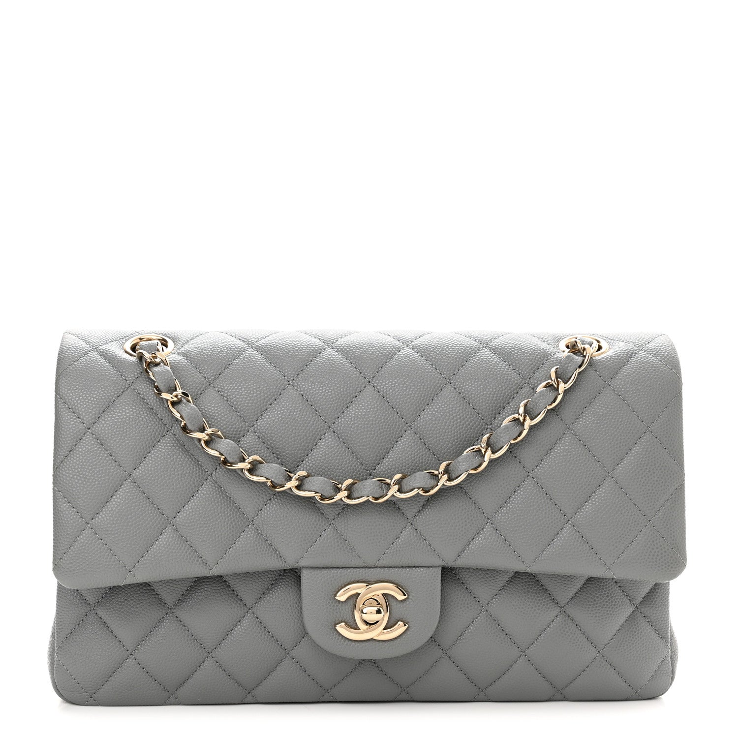 Chanel Caviar Quilted Medium Double Flap Grey 1 of 10