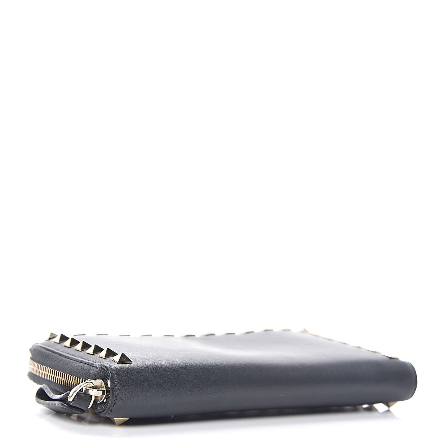 Calfskin Rockstud Zip Around Wallet Grey