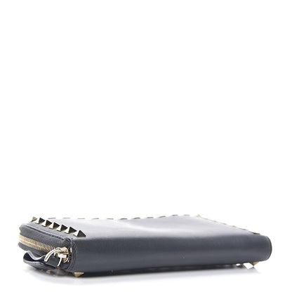 Valentino Garavani Calfskin Rockstud Zip Around Wallet Grey 4 of 7