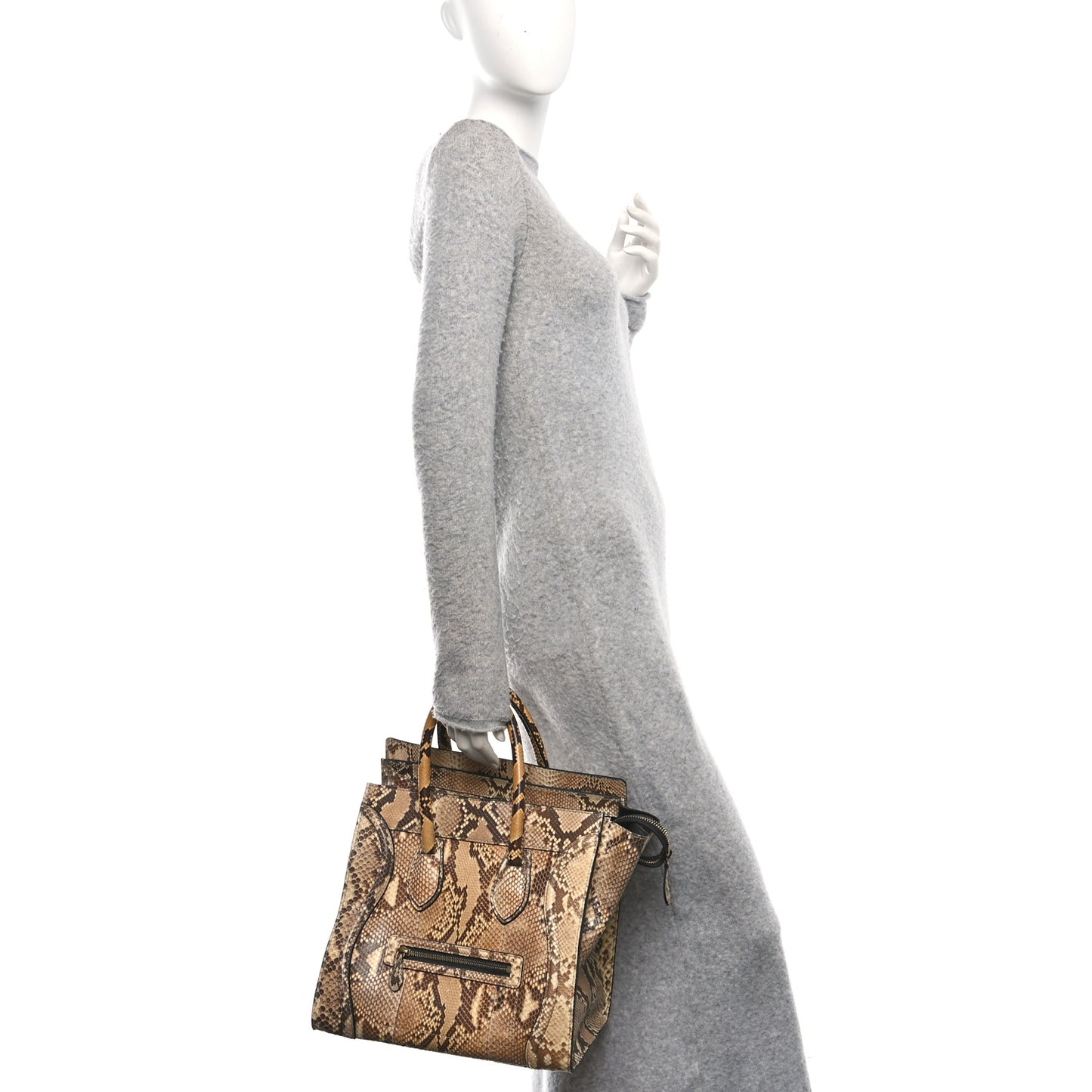 Snakeskin Mini Luggage Beige