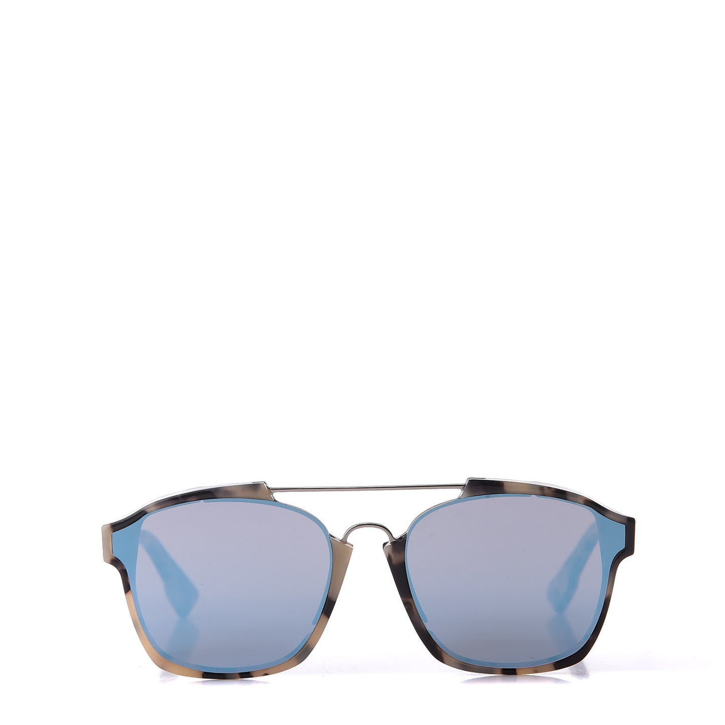 Abstract Square Mirrored Sunglasses Spotted Havana Blue