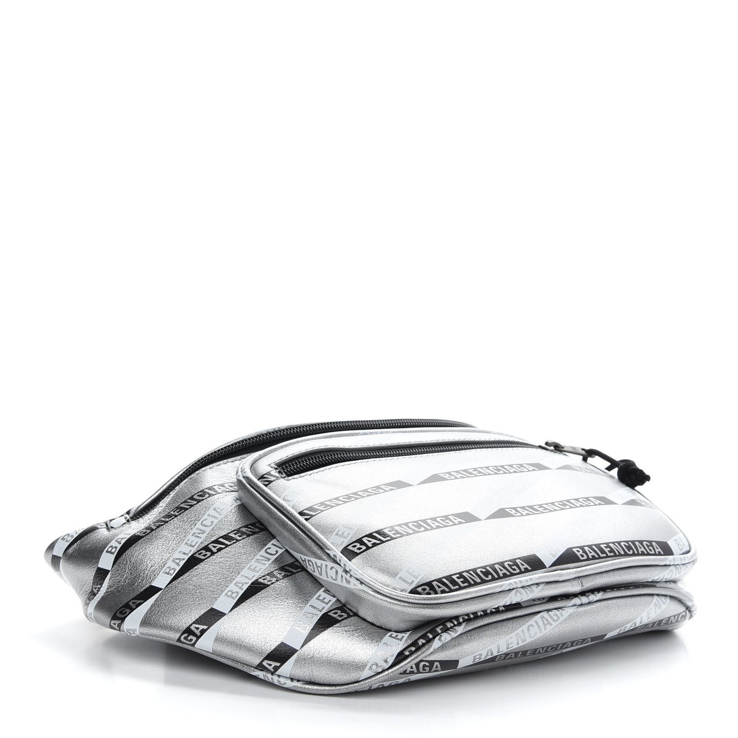 Metallic Calfskin Losange Monogram Explorer Belt Bag Silver Black White