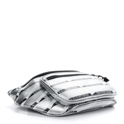 Balenciaga Metallic Calfskin Losange Monogram Explorer Belt Bag Silver Black White 4 of 9