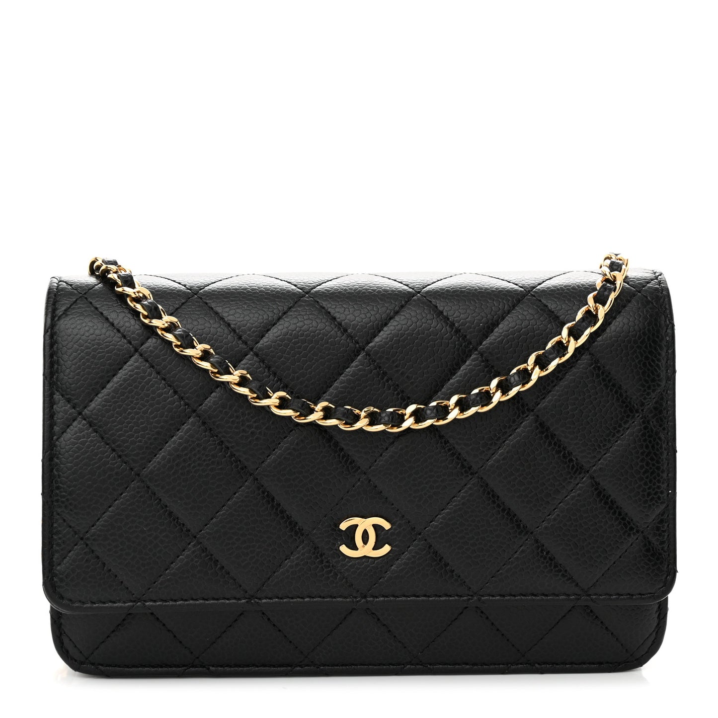 Caviar Quilted Wallet On Chain WOC Black