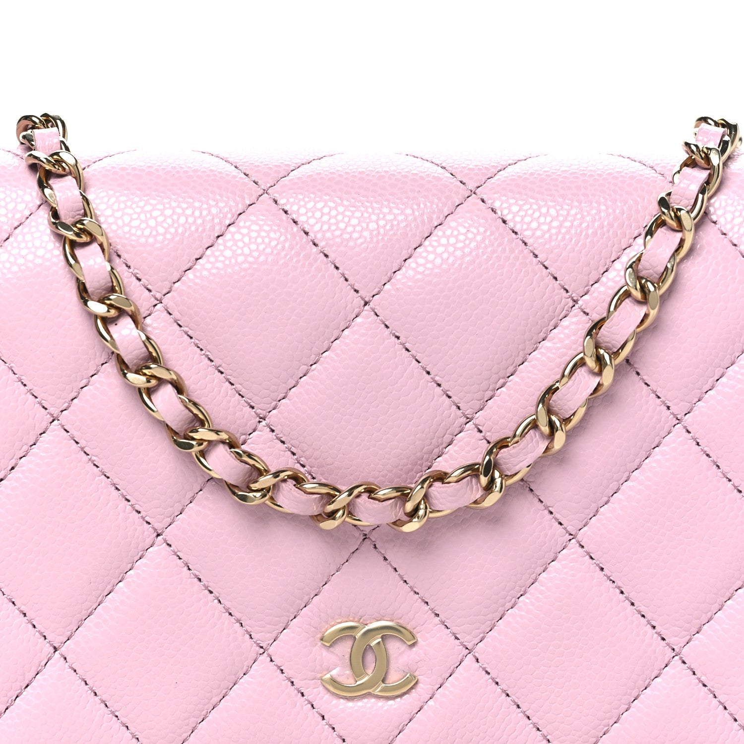 Chanel Caviar Quilted Wallet on Chain WOC Light Pink 9 of 12