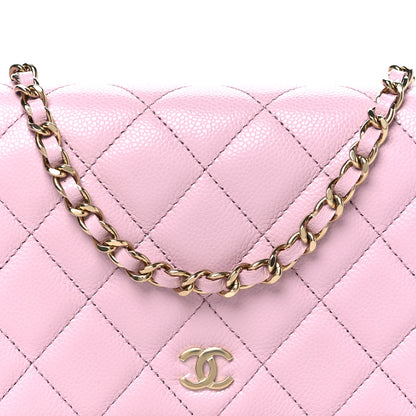 Chanel Caviar Quilted Wallet on Chain WOC Light Pink 9 of 12