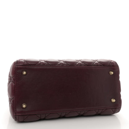 Christian Dior Lambskin Cannage Medium Lady Dior Burgundy 4 of 12