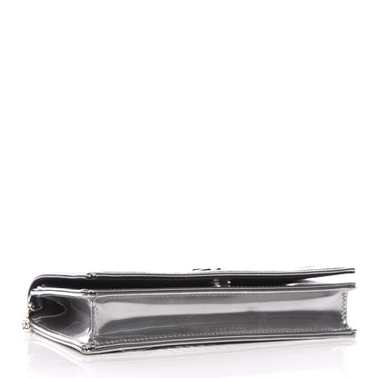 Christian Dior Metallic Patent Micro-Cannage Diorama Wallet on Chain Pouch Silver 4 of 13