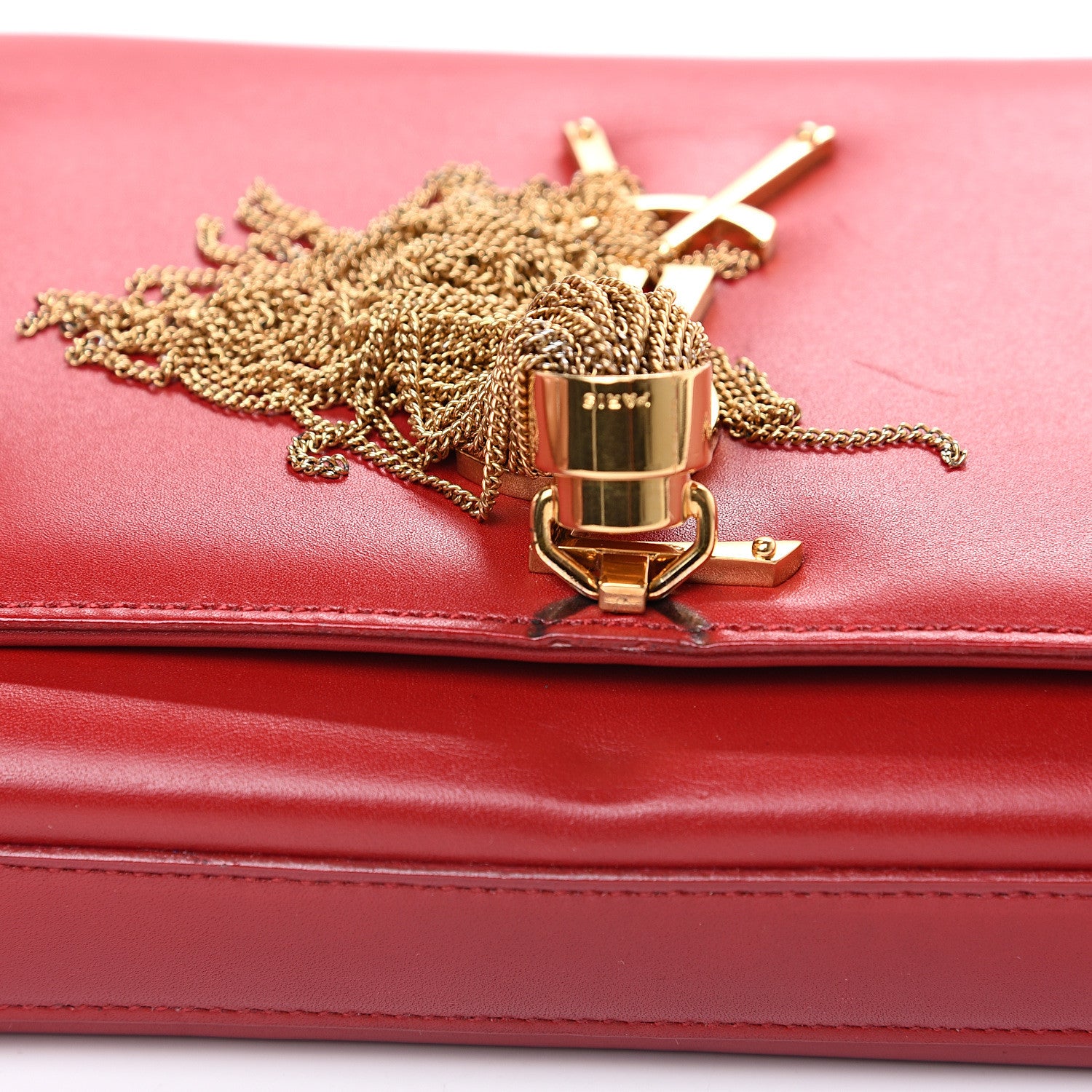 Saint Laurent Calfskin Small Classic Monogram Kate Tassel Satchel Red 10 of 12