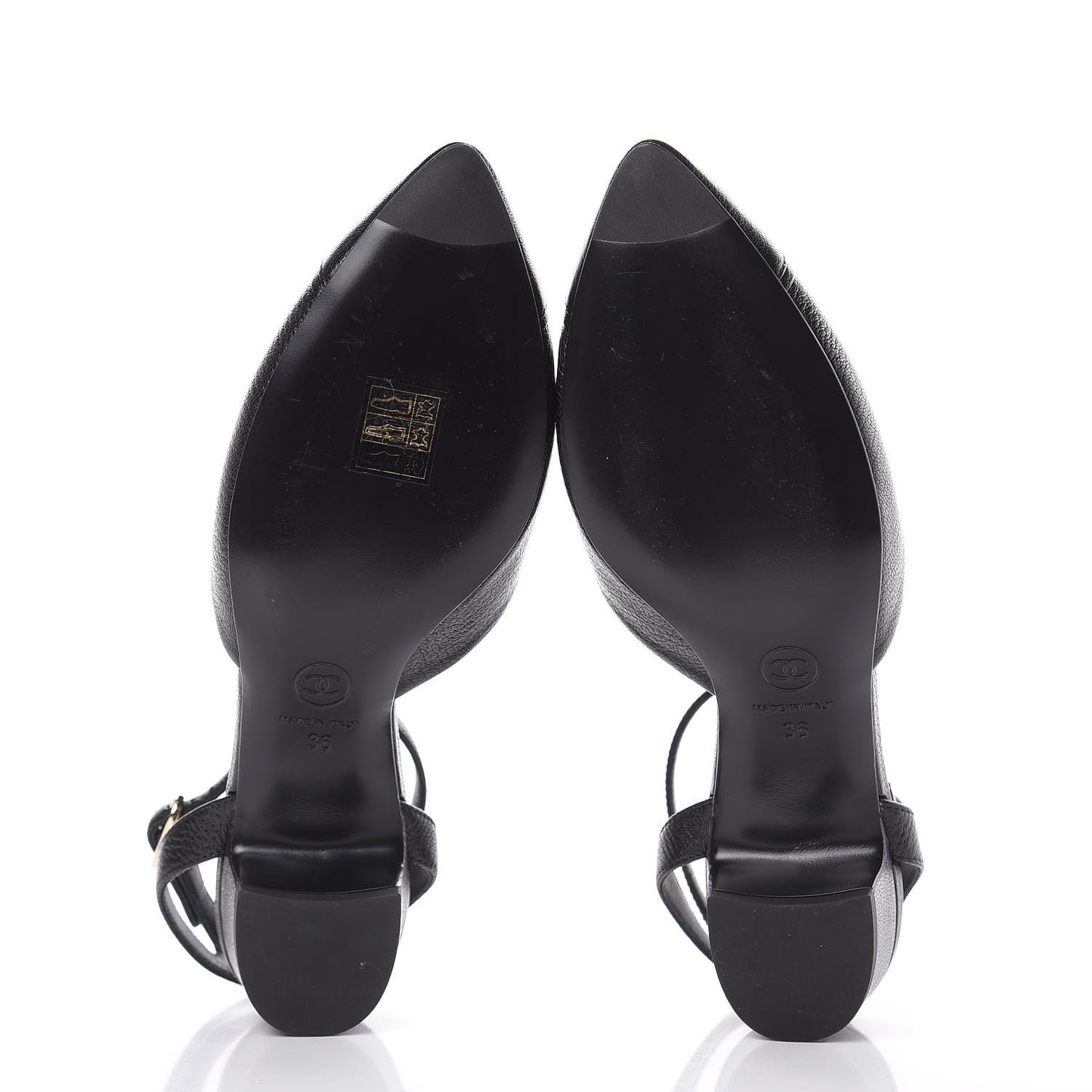 Goatskin Cap Toe CC Slingback Pumps 36 Black