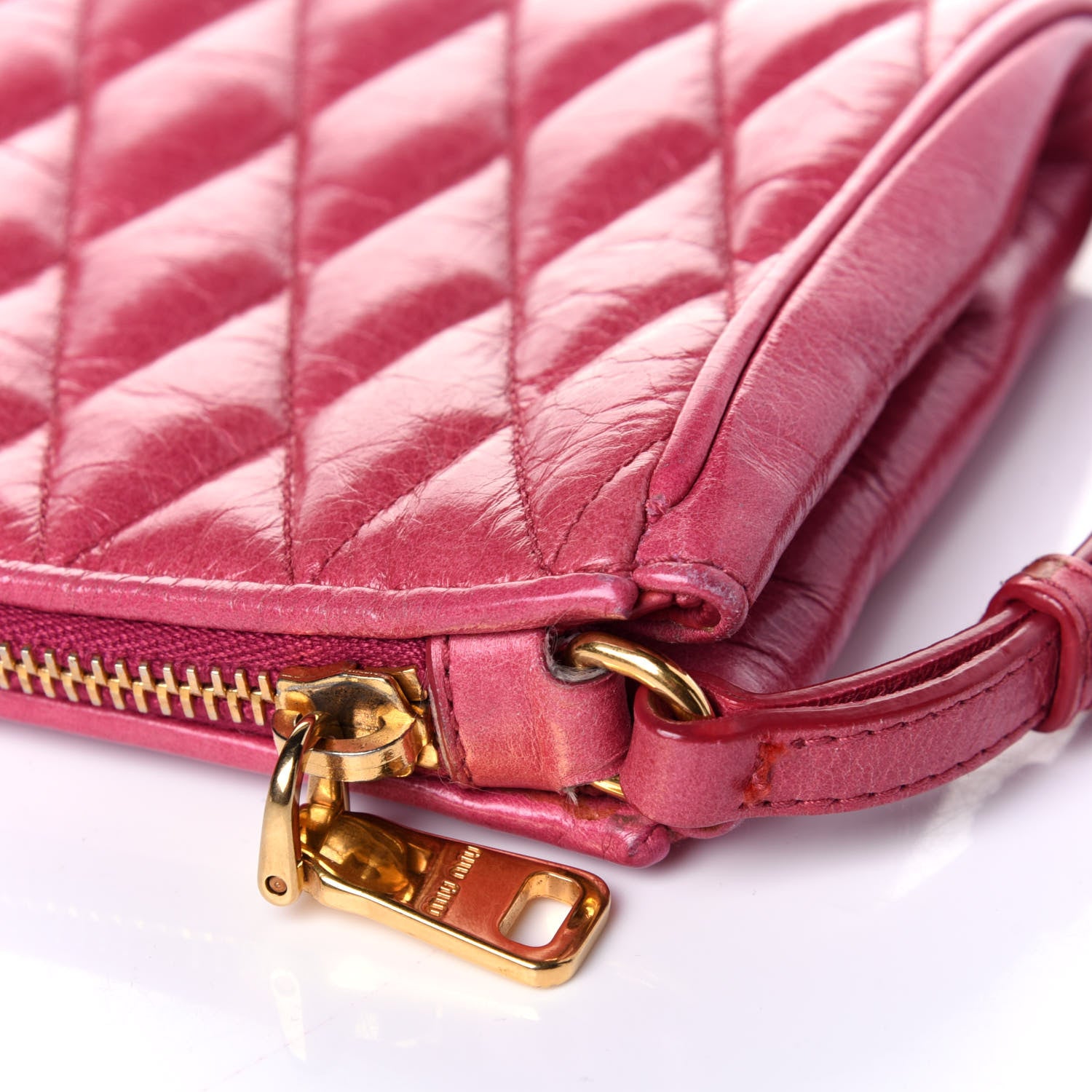 Miu Miu Vitello Shine Quilted Wristlet Peonia 11 of 12
