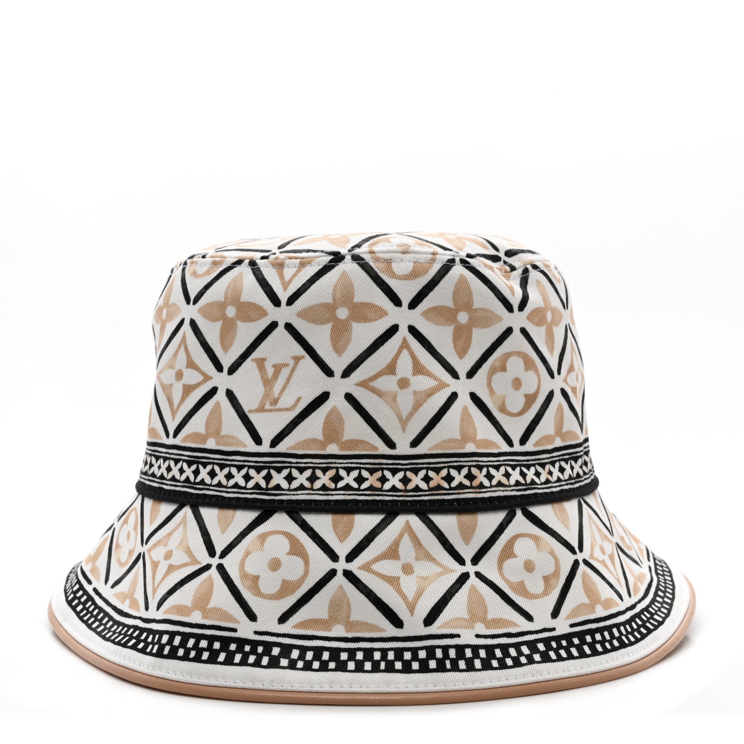 Louis Vuitton Cotton Monogram Flower Tile Reversible Bucket Hat M Beige 5 of 14