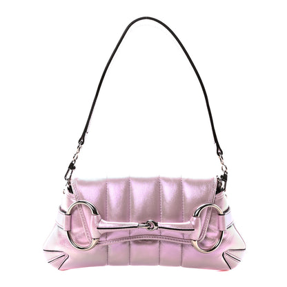 Gucci Iridescent Nappa Vertical Matelasse Small Maxi Horsebit Chain Shoulder Bag Escape Pink 1 of 10