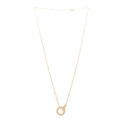 Cartier 18K Pink Gold Diamond Interlocking LOVE Paved Necklace 3 of 6