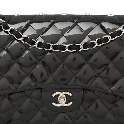 Chanel Striated Patent Quilted Jumbo Double Flap Black 8 of 10
