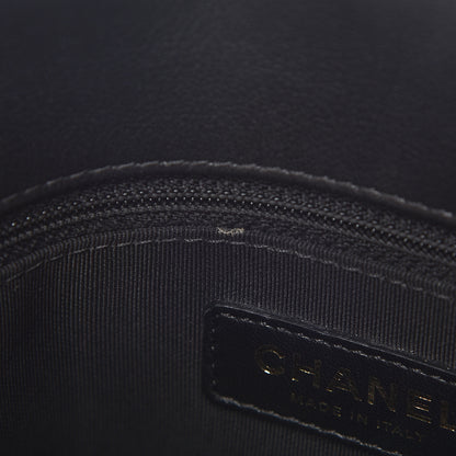 Chanel Grained Calfskin Elaphe Stitched Medium Chevron Chic Top Handle Flap Black 10 of 13