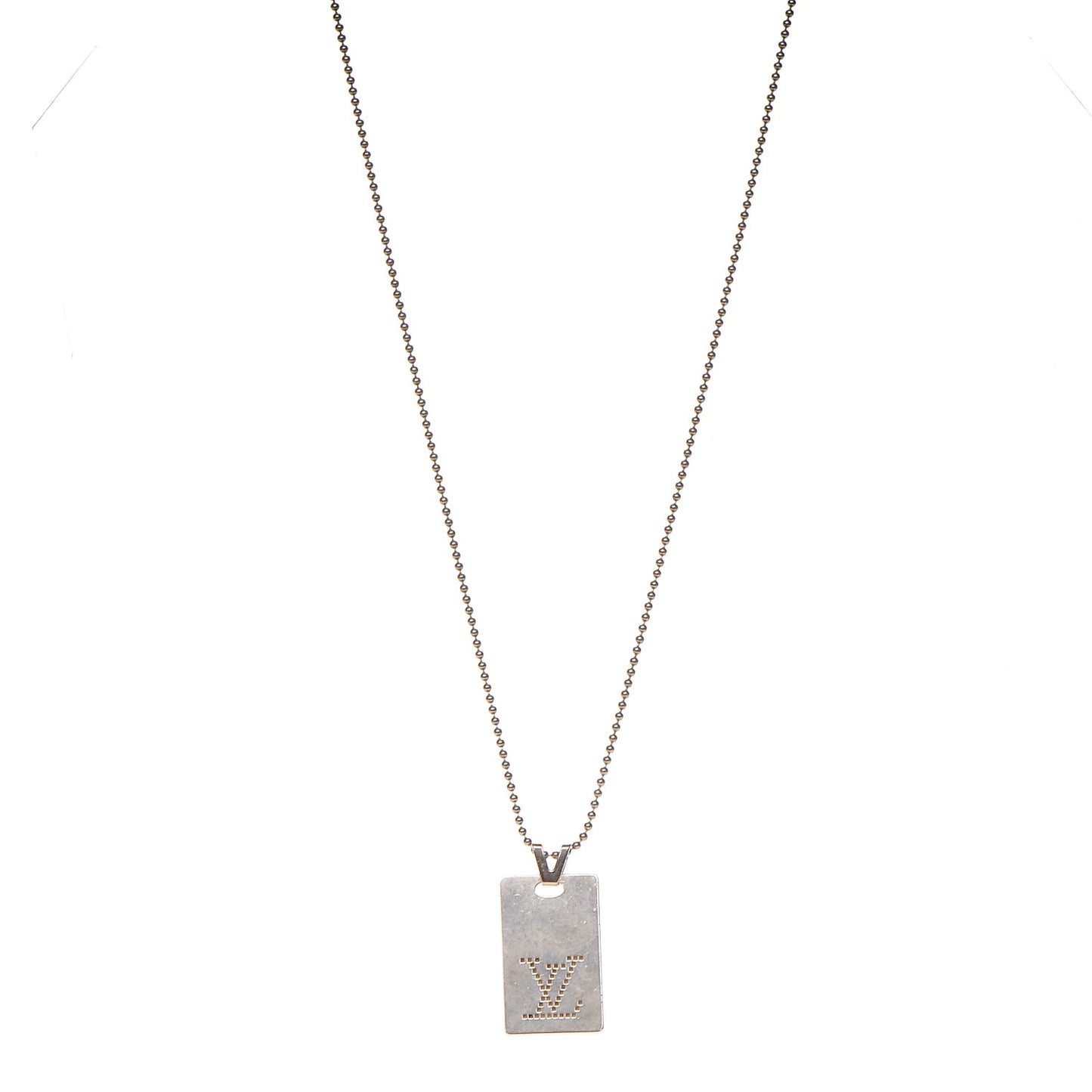 Sterling Silver LV Dog Tag Necklace