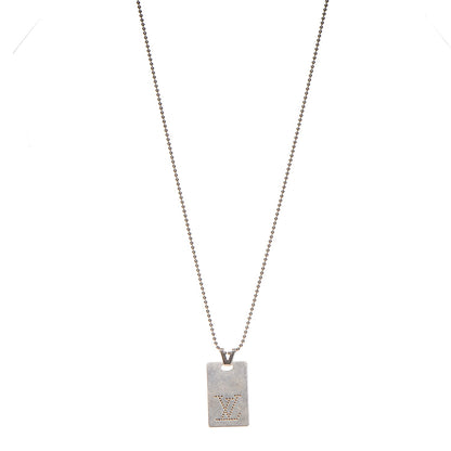 Louis Vuitton Sterling Silver LV Dog Tag Necklace 1 of 9