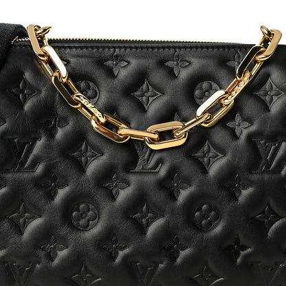 Louis Vuitton Lambskin Embossed Monogram Coussin PM Black 9 of 11