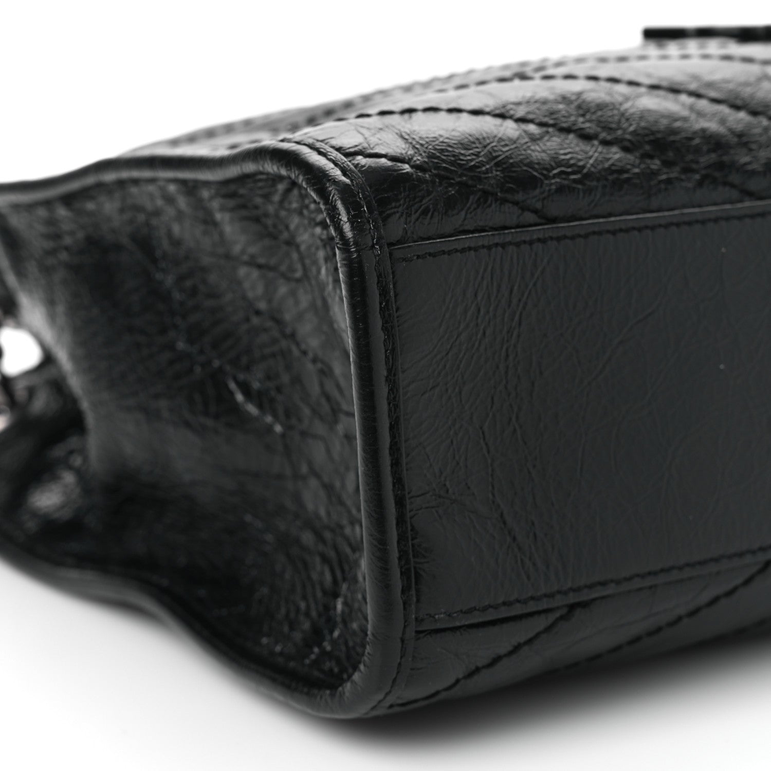 Saint Laurent Crinkled Calfskin Matelasse Monogram Medium Niki Shopper Tote Black 9 of 10