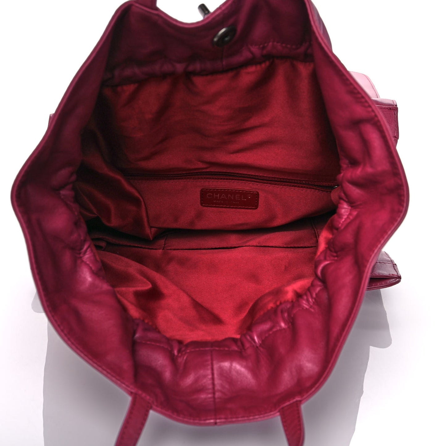 Lambskin Quilted Jumbo Grocery By Chanel Drawstring Shopping Bag Dark Pink
