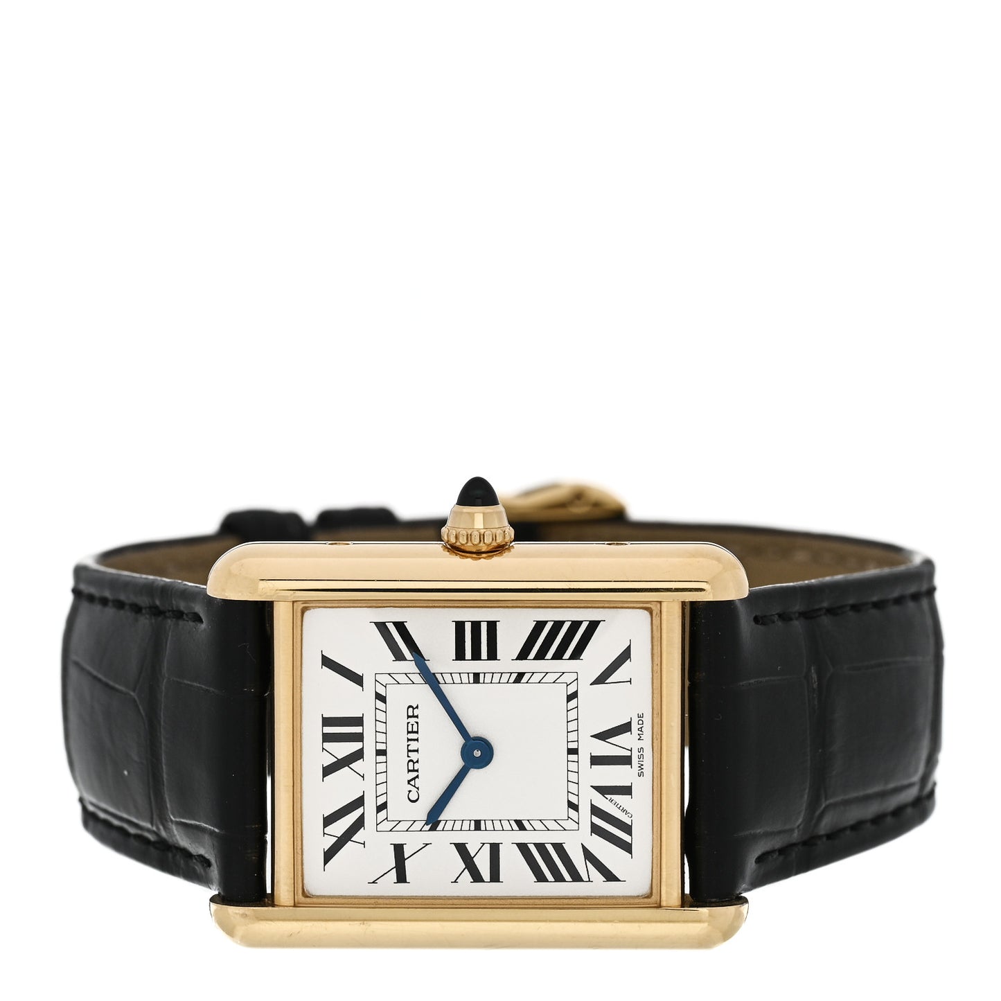 18K Yellow Gold Alligator 26mm Tank Louis Quartz Watch