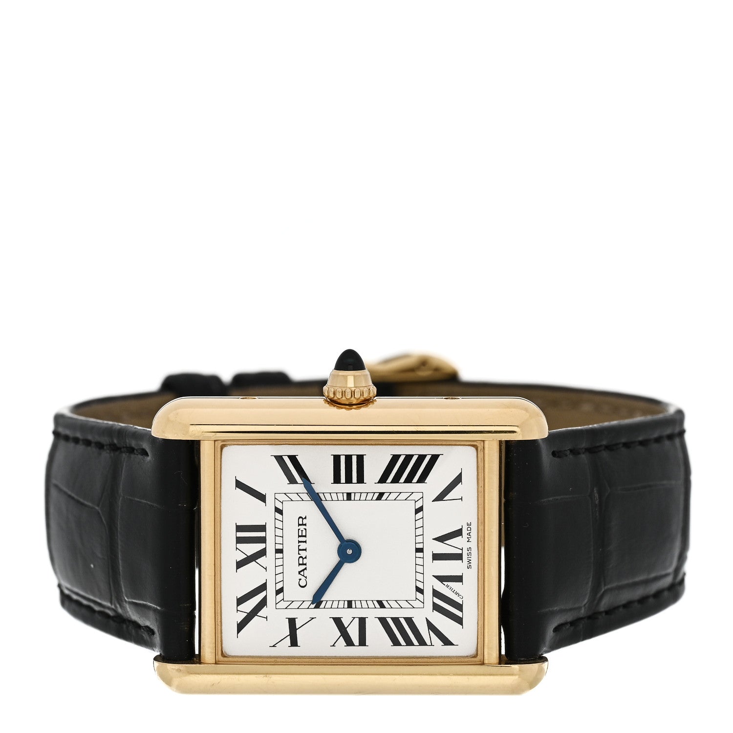 Cartier 18K Yellow Gold Alligator 26mm Tank Louis Quartz Watch 2 of 5