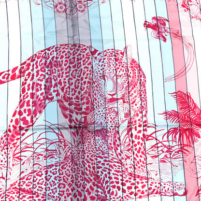 Hermes Silk Jungle Love Rainbow Scarf 90 Bleu Rose Gris 7 of 7