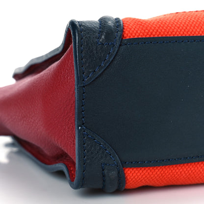 Celine Calfskin Linen Nano Tri-Color Luggage Poppy 7 of 20