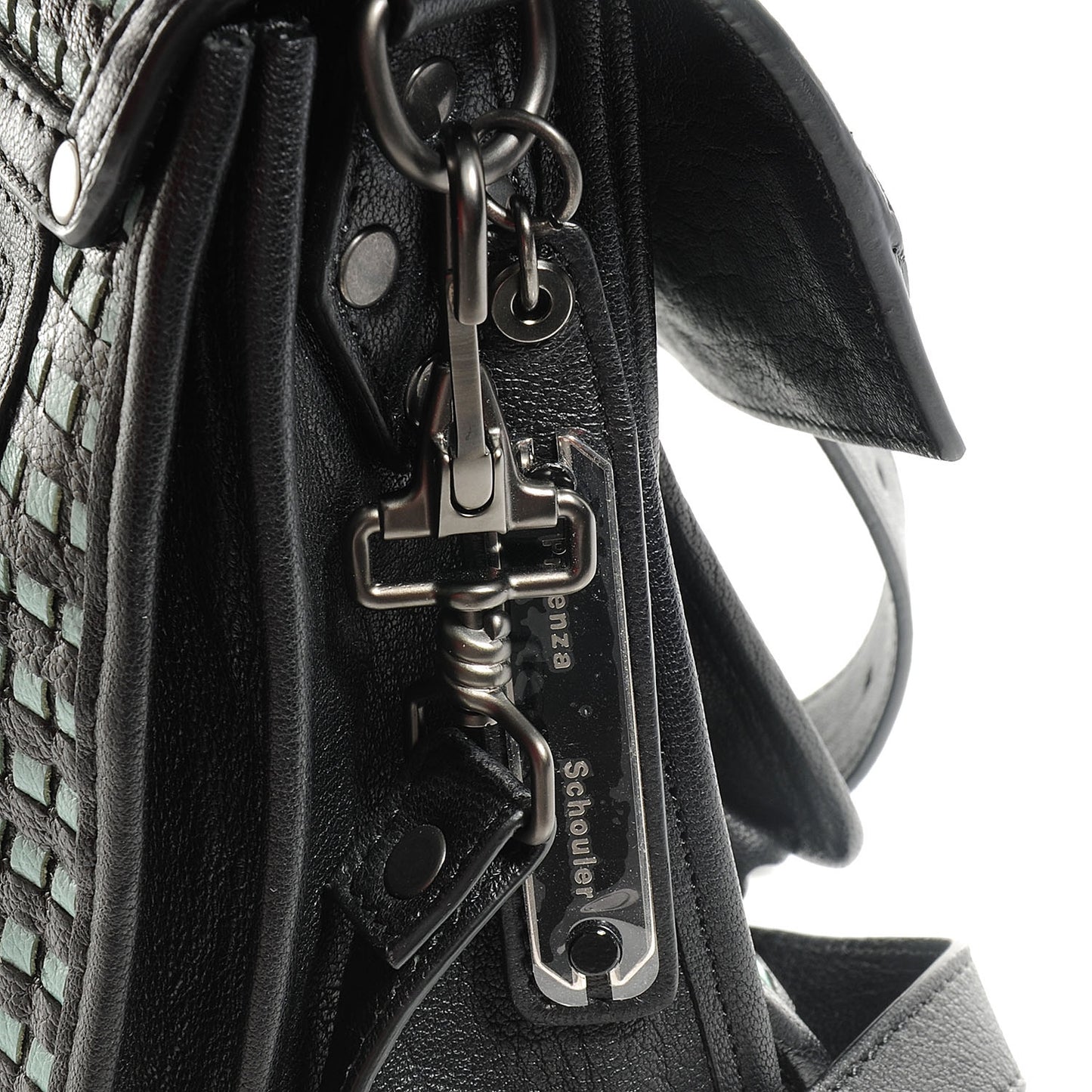 Woven Leather PS1 Medium Satchel Black
