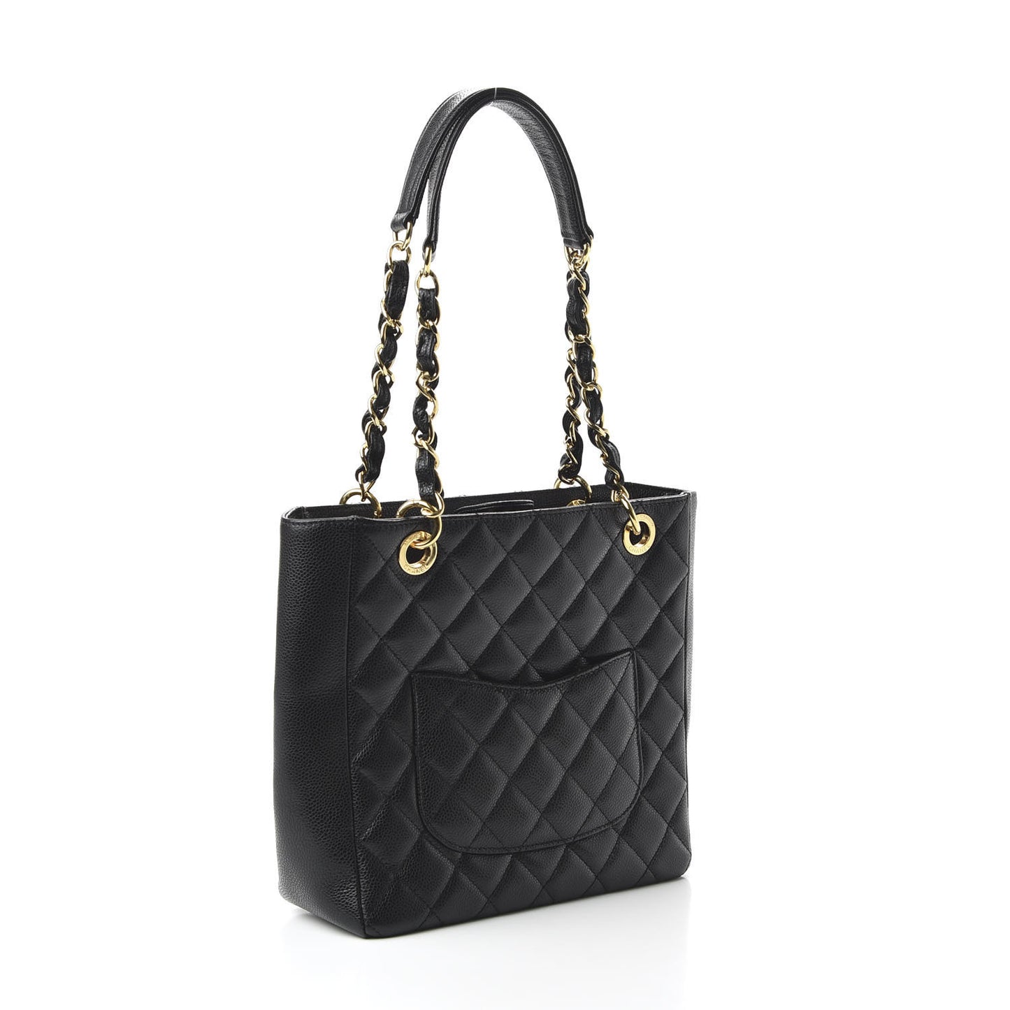Caviar Quilted Petit Shopping Tote PST Black