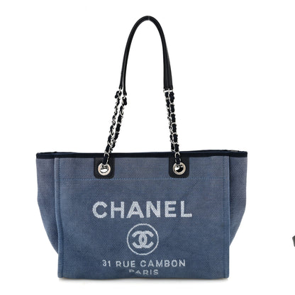 Chanel Canvas Small Deauville Tote Blue 1 of 12