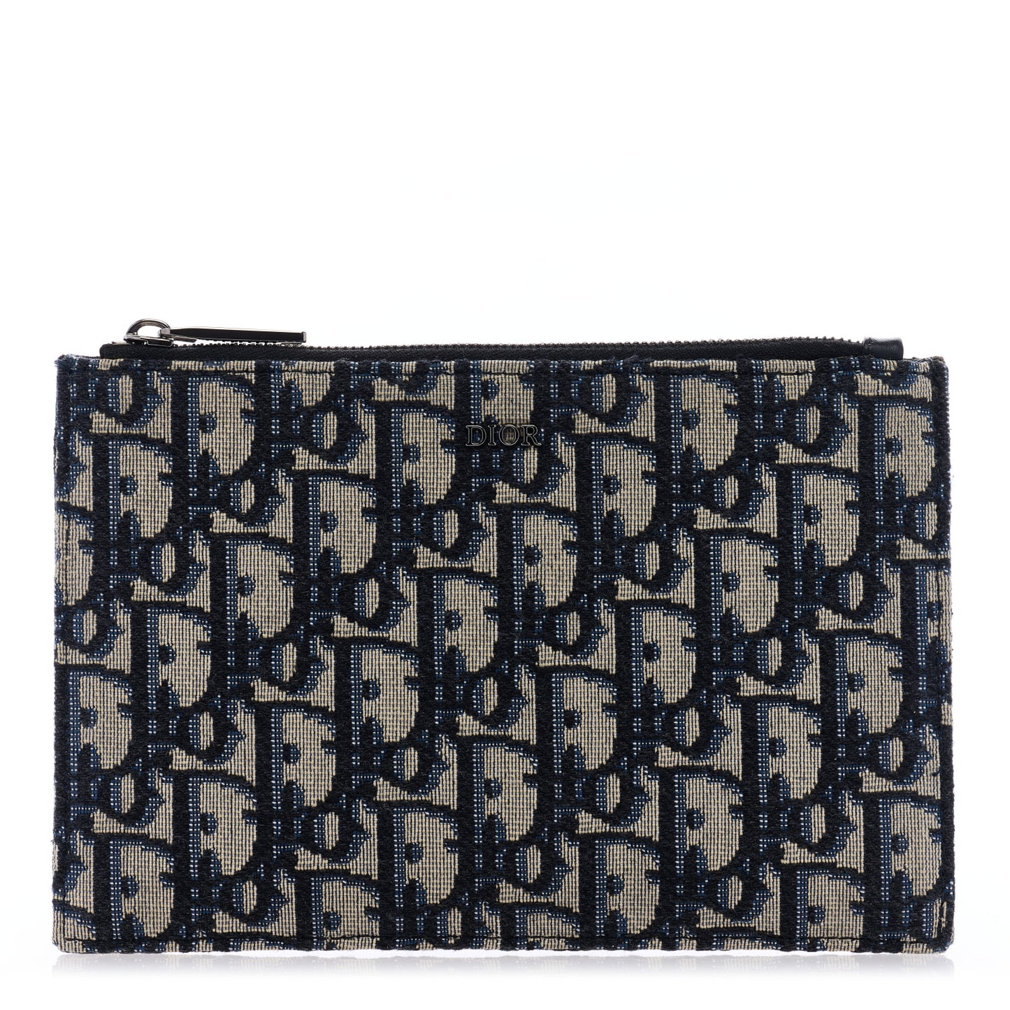 Oblique Zipped Pouch Clutch Blue