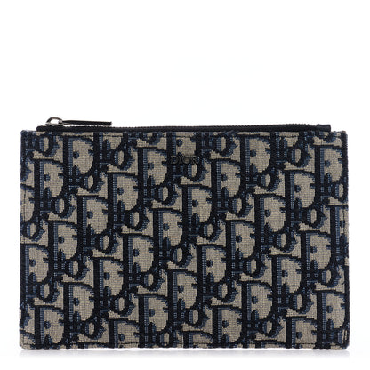 Christian Dior Oblique Zipped Pouch Clutch Blue 1 of 7