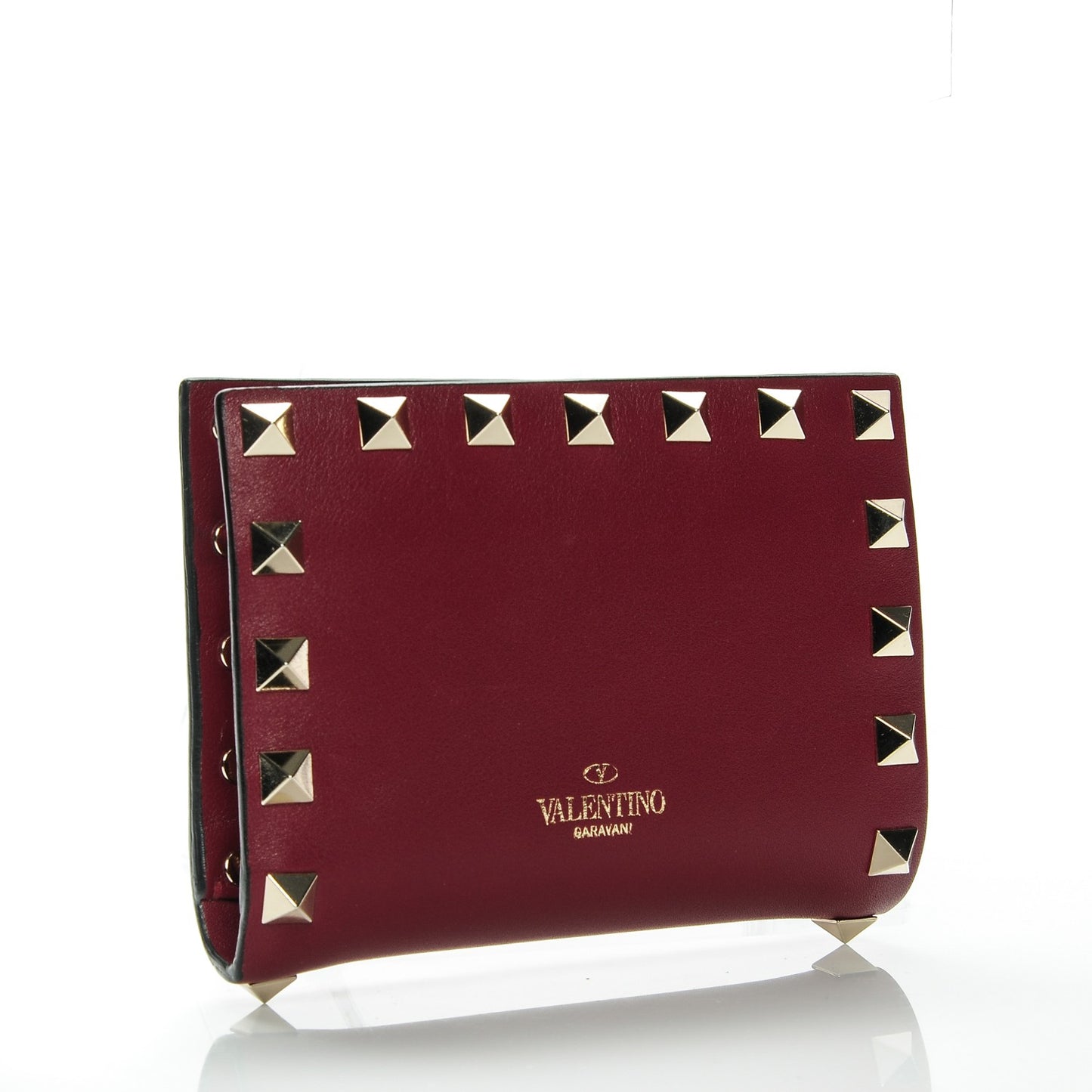 Calfskin Rockstud French Wallet Scarlet