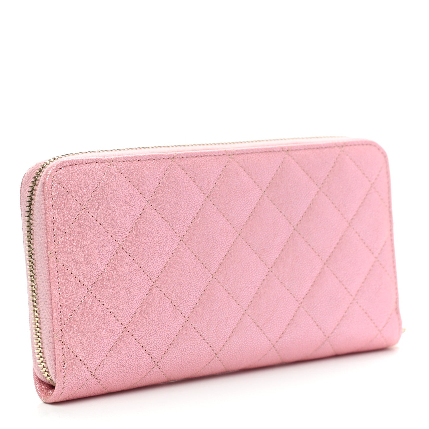 Chanel Iridescent Caviar Quilted Large Zip Around Wallet Pink 3 of 9