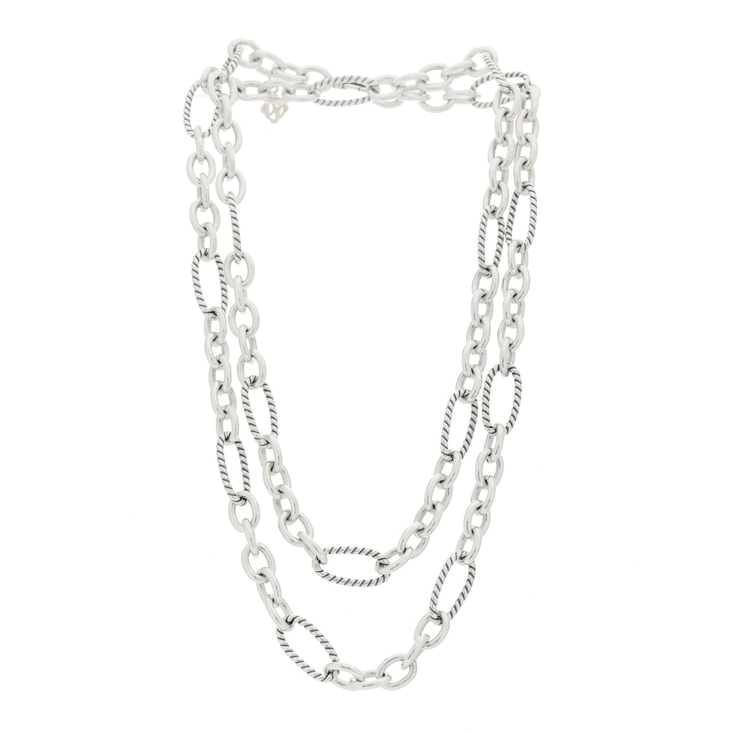 Sterling Silver 18K Yellow Gold Figaro Chain Necklace
