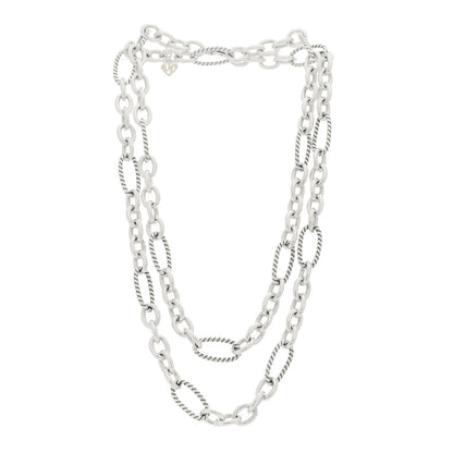 David Yurman Sterling Silver 18K Yellow Gold Figaro Chain Necklace 3 of 5